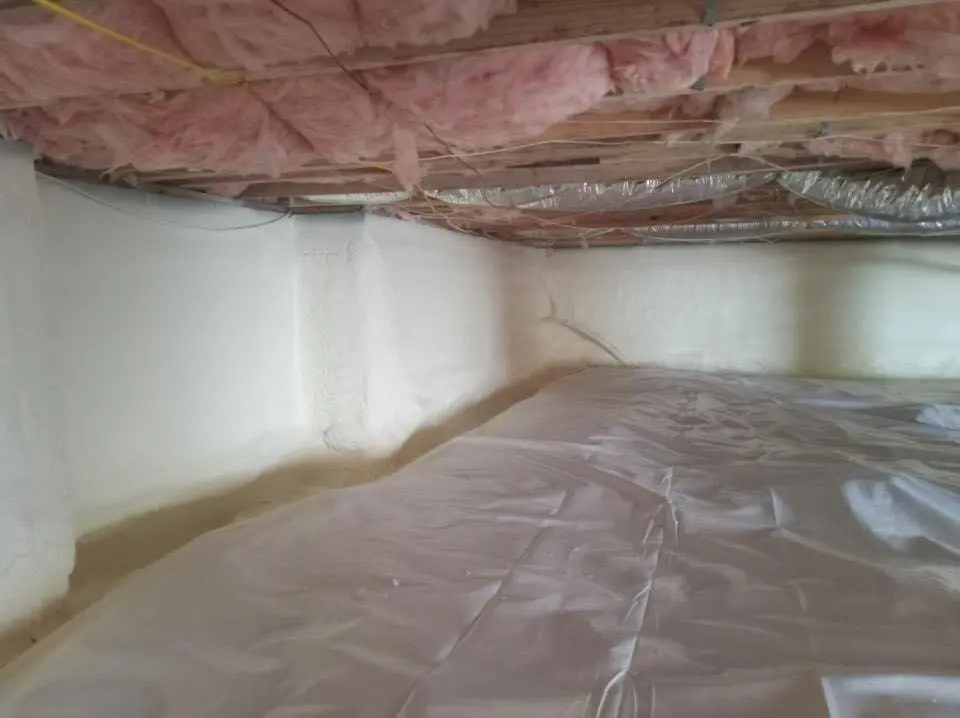Crawl space encapsulation with closed-cell spray foam for Attic Insulation in Wilbraham